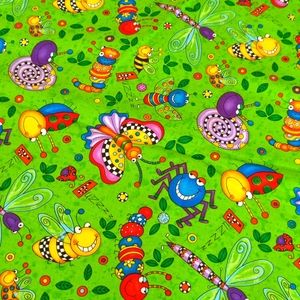 3 1/2 yard piece Happy Bugs kiddo fabric by Timeless Treasures material